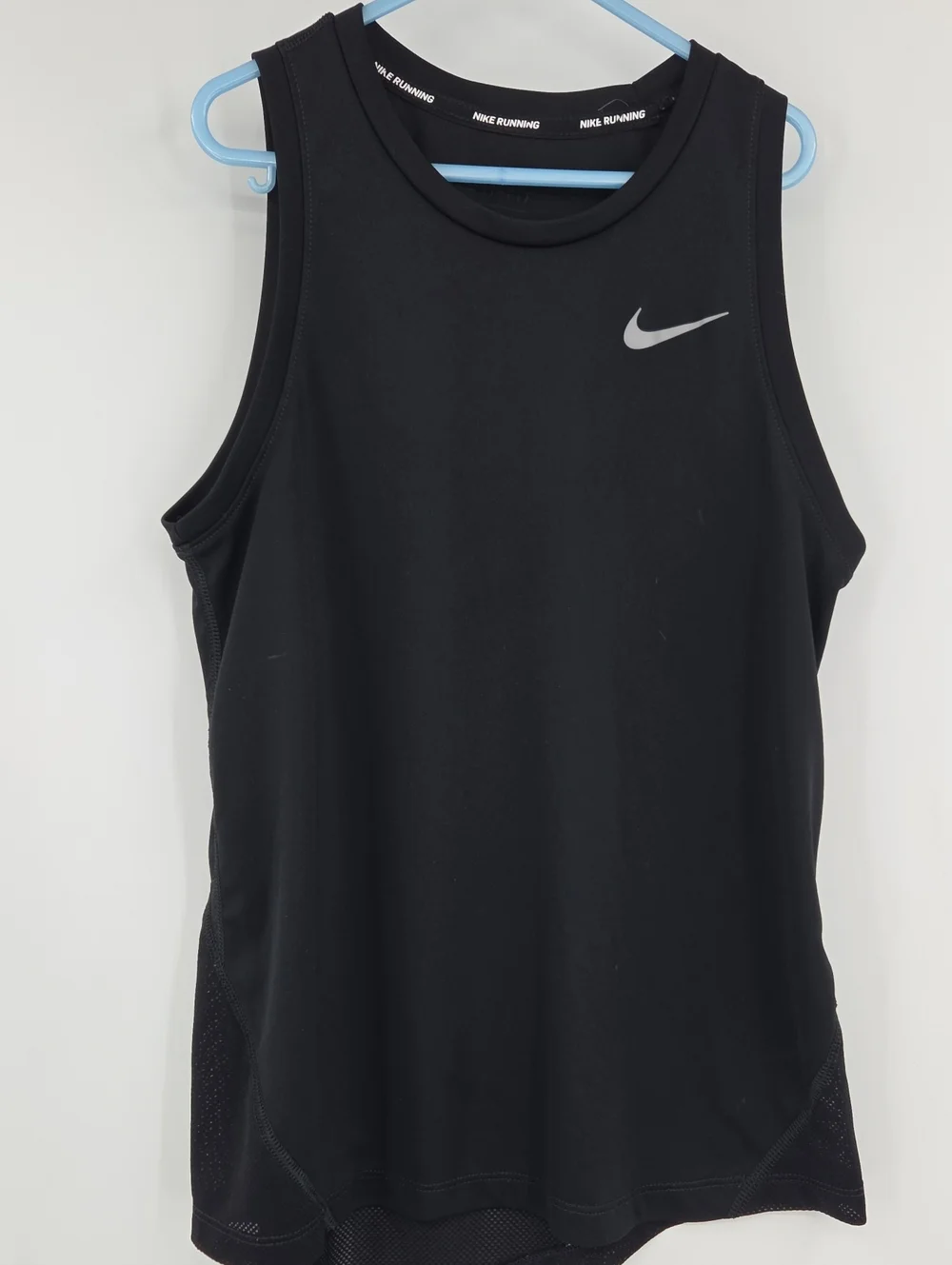 Nike Black Sleeveless Running Tank with Silver Swoosh